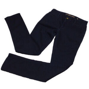 MiH Jeans The Oslo Blue Kara Dark Wash Four Pocket Mid Rise Long Slim Leg Jean